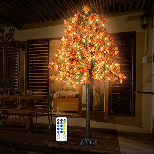 6FT 130 LED Lighted Maple Tree - Fall Autumn Decor with Remote & 8 Modes - Variation of THIS listing