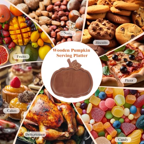 Pumpkin Wooden Serving Platter - Fall Charcuterie Board 12x11 Inch