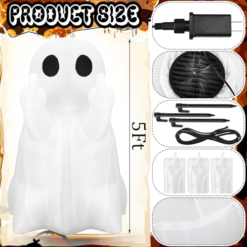 Cheeky Ghost Inflatable Halloween Yard Decoration with LED Lights - 5 FT Outdoor Ghost, Funny Halloween Decor