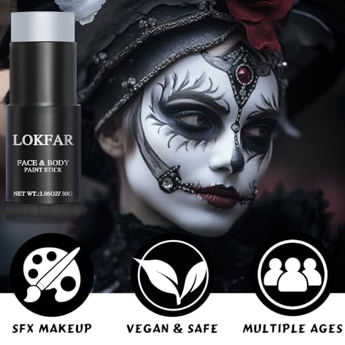LOKFAR Grey Face & Body Paint Stick Waterproof Halloween Makeup for Stage & Cosplay