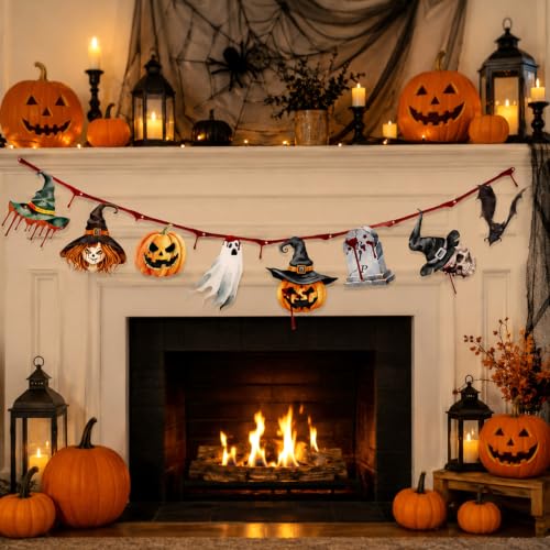 Halloween Decorations Happy Halloween Banner Garland A - Indoor Spooky Party Decor