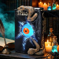 Halloween Spellbook Statue with LED Eyeball and Snake Variation - Spooky Resin Table Decor