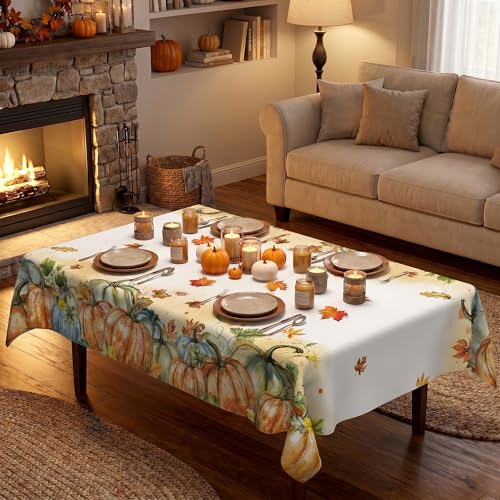 Fall Watercolor Pumpkin Tablecloth 60x140 Inch Rectangular Autumn Harvest Decor - Fall Pumpkins