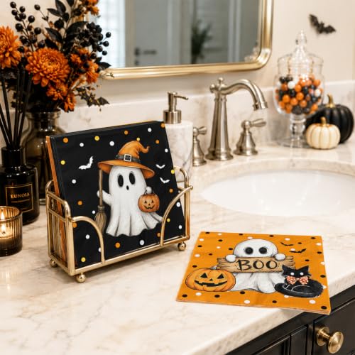 80 Pack Halloween Paper Napkins Ghost Pumpkin Cat Disposable Tableware