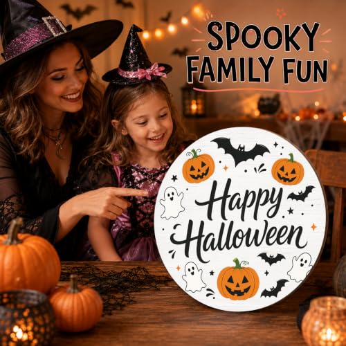 Cute Ghost Halloween Sign - Happy Halloween Door Wall Decor - Boo Variation
