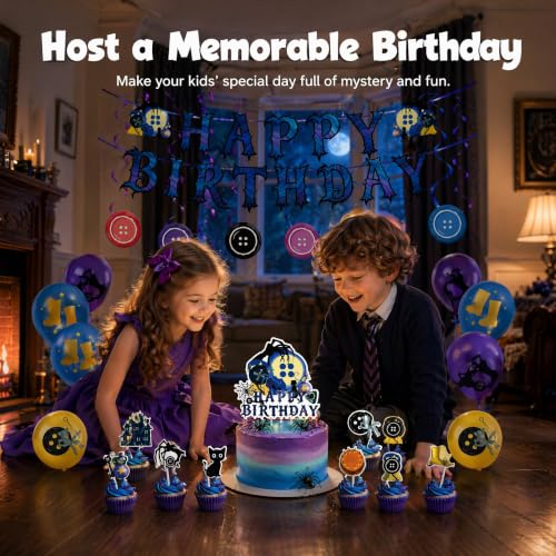 Halloween Birthday Party Decorations Set with Banner Balloons Cake Toppers Spooky Theme