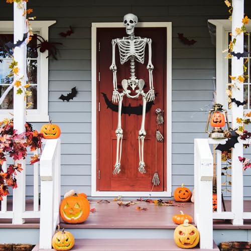 White 5.4 FT Life-Size Posable Skeleton Halloween Decoration