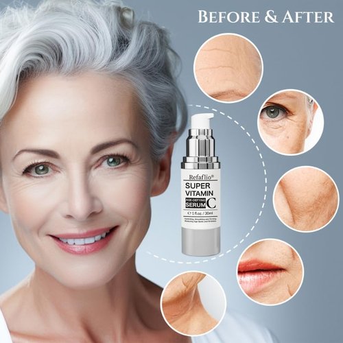 Super Vitamin C Serum for Women over 70, Wrinkle Cream for Face, Anti Aging Cream, Hydrates, Softens, Lifts and Firms Super Vitamin C Serum (30ml, Orange)
