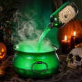 Halloween Magic Cauldron with Floating Potion Bottles, Fog & Glow Effect