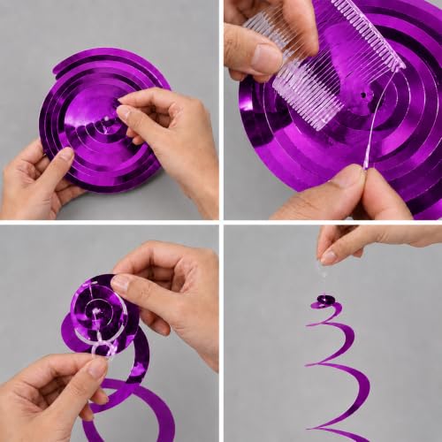 24pcs Hanging Spiral Ceiling Decorations - Purple Party Supplies