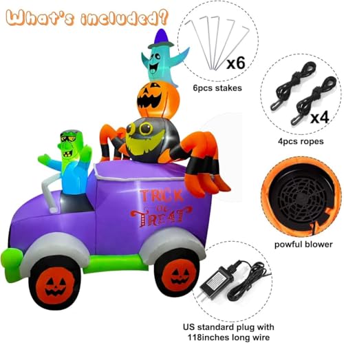 Halloween Inflatable Frankenstein Car Yard Decoration with Lights - 8Ft