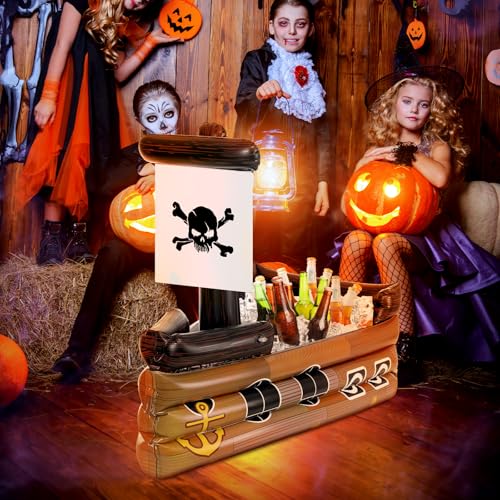Brown Inflatable Pirate Ship Cooler for Halloween Parties - Vivid
