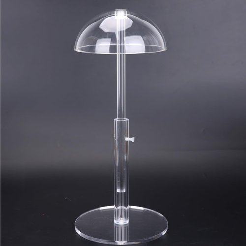 poipoilu 2Pcs Acrylic wig Hat Display Stand Adjustable for Styling and Display, Clear Clear Acrylic Display stand Holder for wig and hat Shop window display (Transparent, 2PCS)