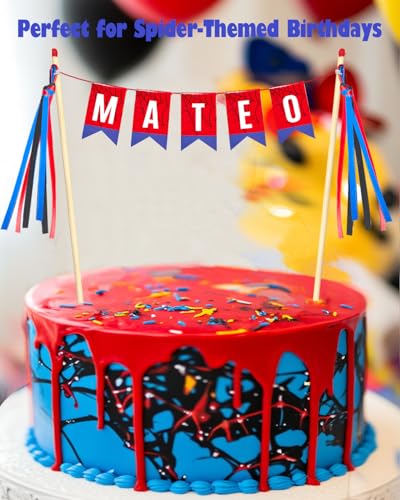 Personalized Spider Cake Topper with Custom Name for Kids Birthday Party Decor