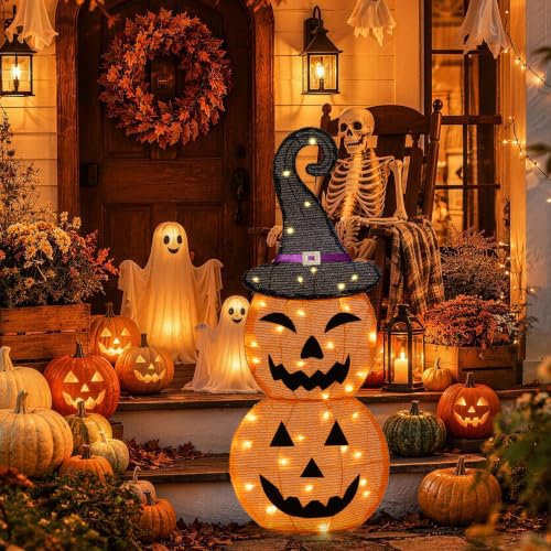 36-Inch Lighted Halloween Pumpkin Decorations with 36 LEDs - Pumpkin Variation