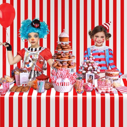 Red Carnival Tablecloth Roll - 100 Ft Plastic Party Cover for Birthday Halloween