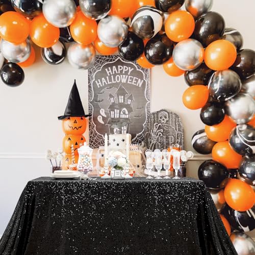 Black Sequin Rectangular Tablecloth 60x102 Inches Glitter Wedding Party Decor - MoKoHouse