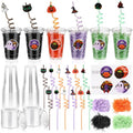 Halloween Party Favor Cups with Lids & Straws - Gift Set for Trick or Treat