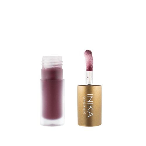 INIKA Organic Tinted Lip Oil | Bakuchiol, Squalane + Collagen in a Glossy Wash of Color. Luxuriously Smoothing & Hydrating Lipgloss. Natural, Vegan. 0.16 Fl oz (Mulberry)
