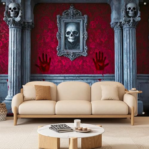 Halloween Backdrop Haunted House Moon Scene 8x6ft - Blood Stains & Gothic Decoration - Variation of THIS listing Halloween Backdrop #017