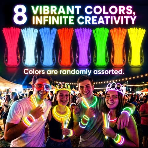 1000PCS Glow Sticks with Bracelets Connectors for Parties Halloween Camping
