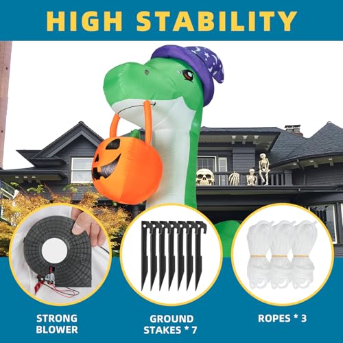 10FT Green Inflatable Dinosaur Halloween Decoration with LED Lights - Outdoor Yard Decor