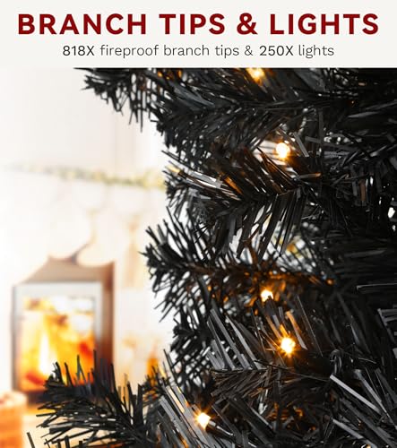 Black Prelit Christmas Tree with Remote Control - 7.5ft Halloween & Holiday Decor Variation