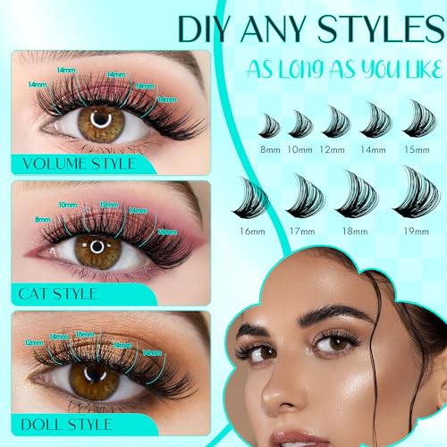 GEMERRY Fluffy Lash Clusters 8-16mm 100P - Reusable Faux Mink Eyelash Extensions