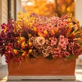 Artificial Fall Flowers Outdoor Decor - UV Resistant Faux Mums - Orange Yellow, 13.5 Inch
