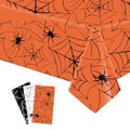 Dulousia Spider Halloween Tablecloth 3pcs Disposable Web Cover Set - Black, White, Orange, 54x108in