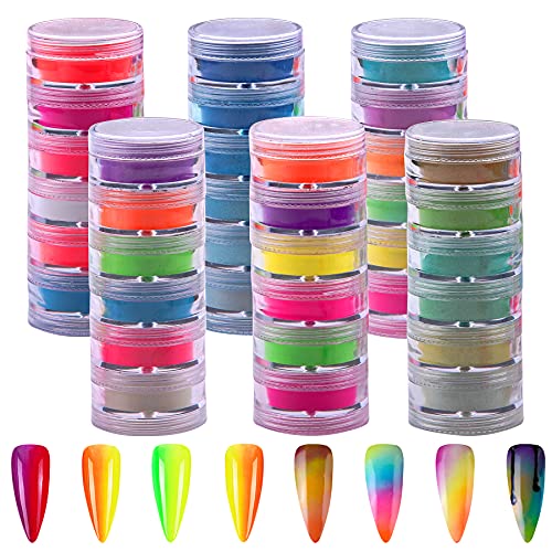Duufin Vibrant Pigment Powder for Nails 36 Colors - Bright Nail Art Powder Set