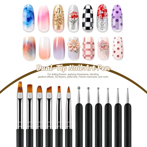 Nail Art Brushes & Dotting Tools Kit for Gel Polish - Dotting & Liner Tools