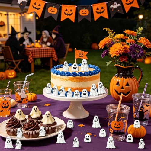 Mini Ghost Figurines Set - Halloween Decor 51 Pieces Cute Spooky Statues