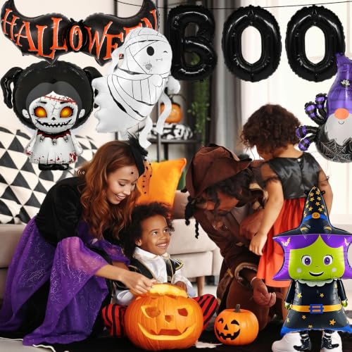 Halloween Foil Balloons Set for Party Decorations Indoor Outdoor Ghost Witch Boo
