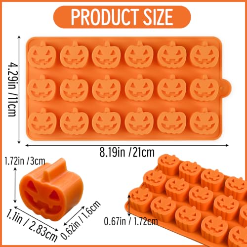 Halloween Pumpkin Mold 2 Pack Small Silicone Chocolate Gummy Candy Molds - Ghost Face Design