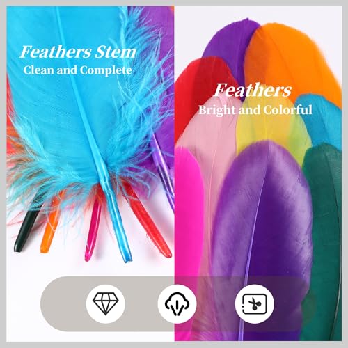 Orange Goose Feathers for Crafts - 200pcs, 5-7 inch DIY Decoration