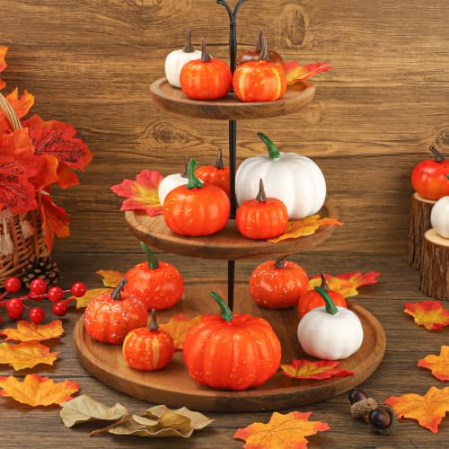 Artificial Pumpkin & Maple Leaf Fall Decor Set - Halloween Thanksgiving Centerpiece