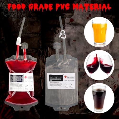 20 Pack Halloween Blood IV Bags Pouches - 11.8 Fl Oz Party Drink Set Variation of THIS listing: 11.8 Fl Oz / 20