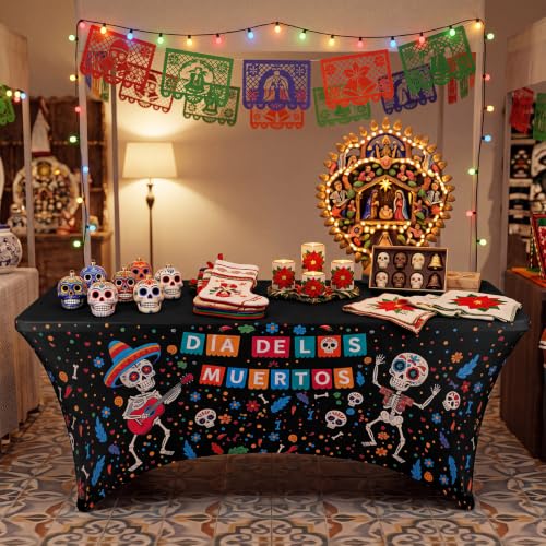 Dia De Los Muertos Tablecloth - 6ft Sugar Skull Mexican Holiday Decor - Variation of THIS listing