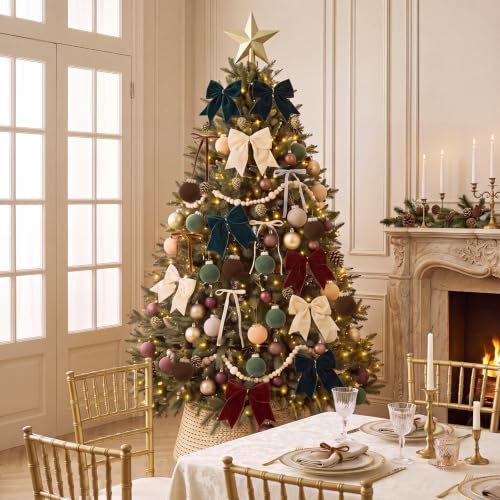Neutral Christmas Ornaments Set - 75 Pcs Rustic Holiday Decorations for Tree & Home