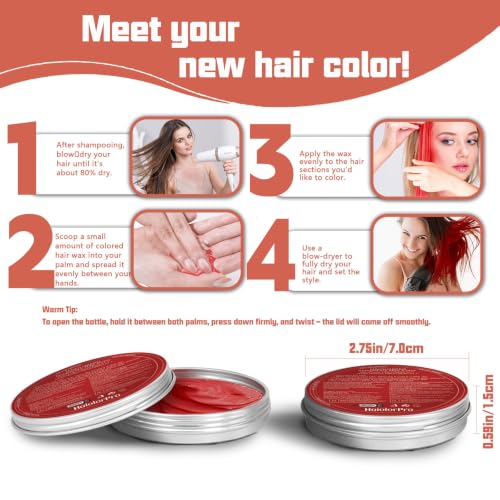 Temporary Hair Color Wax - Washable 4 Colors for Fun & Quick Makeover