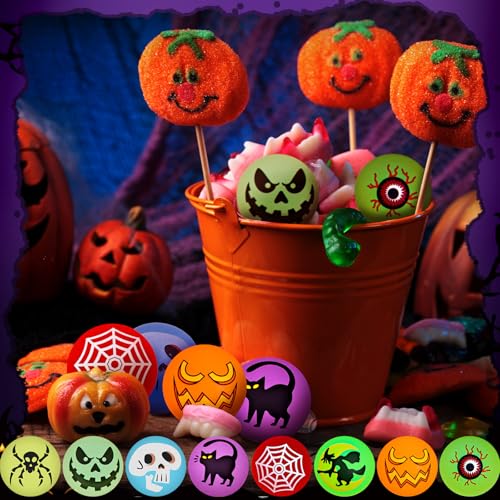Halloween Glow in The Dark Bouncy Balls Set - 120pcs Spooky Party Favors
