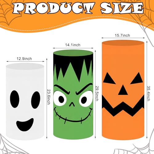 Halloween Cylinder Cover Wraps Set - White, Orange & Green - 3 Sizes - Halloween Party Decor