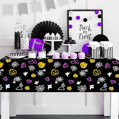 Halloween Spider Web Tablecloth Pack - 54 x 72 Inch Plastic Rectangles for Party Decor