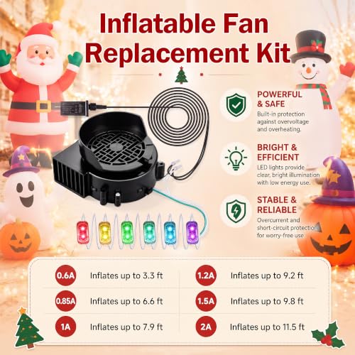 Air Blower for Inflatable with 6 Colorful LED Light String - 0.85A Waterproof Kit - Variation of THIS listing