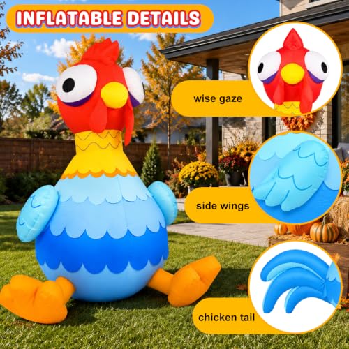 5FT Inflatable Chicken Decoration for Halloween & Thanksgiving Yard Decor