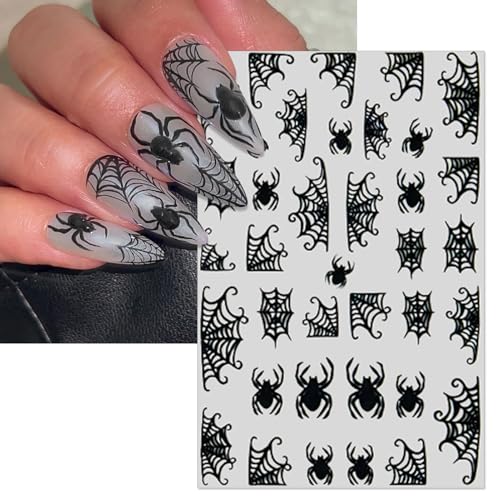 Halloween Horror Nail Stickers - Gothic Skull & Butterfly 3D Decals - 6 Sheets