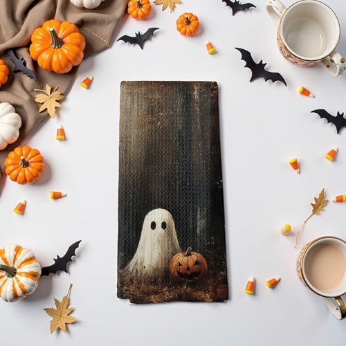 Halloween Spooky Ghost Kitchen Hand Towels - 04 Color Variation 16x24 Inch