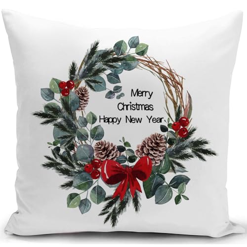 Christmas Pillow Covers Set of 4 - Festive Holiday Decorative Cushion Cases 18x18 Inch