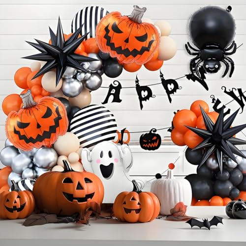 Halloween Pumpkin Foil Balloons Set - 29 Inch Party Decorations